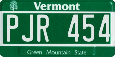 VT license plate PJR454