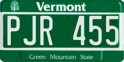 VT license plate PJR455