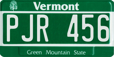 VT license plate PJR456