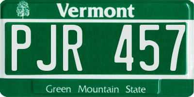 VT license plate PJR457