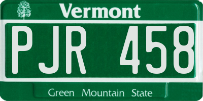 VT license plate PJR458