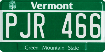 VT license plate PJR466