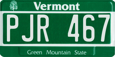 VT license plate PJR467
