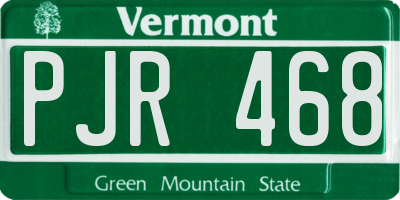 VT license plate PJR468