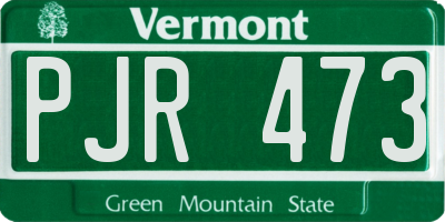 VT license plate PJR473