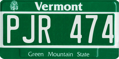 VT license plate PJR474