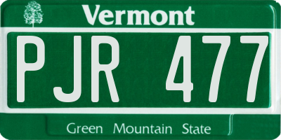VT license plate PJR477