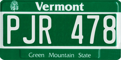 VT license plate PJR478