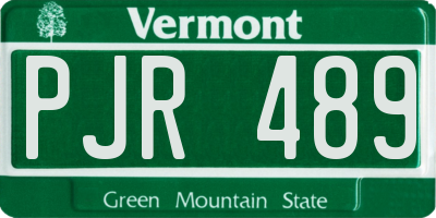 VT license plate PJR489