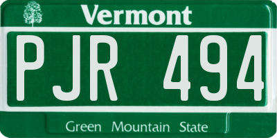VT license plate PJR494