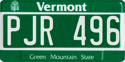 VT license plate PJR496
