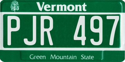 VT license plate PJR497