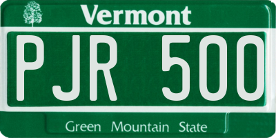 VT license plate PJR500