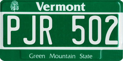 VT license plate PJR502
