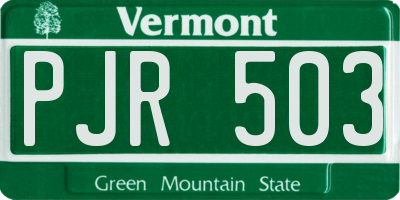 VT license plate PJR503