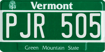 VT license plate PJR505