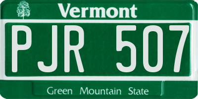 VT license plate PJR507