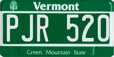 VT license plate PJR520