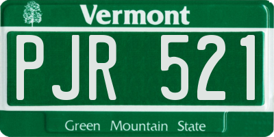 VT license plate PJR521