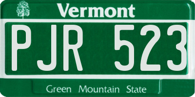 VT license plate PJR523