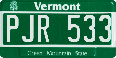 VT license plate PJR533