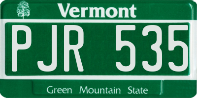 VT license plate PJR535
