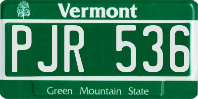 VT license plate PJR536