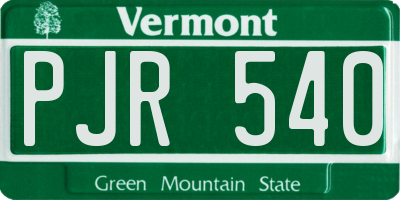 VT license plate PJR540