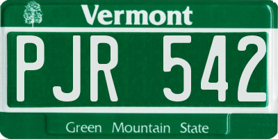 VT license plate PJR542