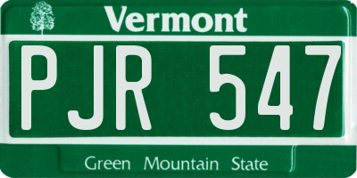 VT license plate PJR547