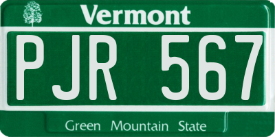 VT license plate PJR567