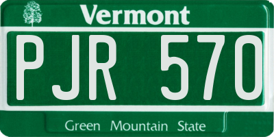 VT license plate PJR570