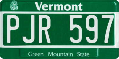 VT license plate PJR597
