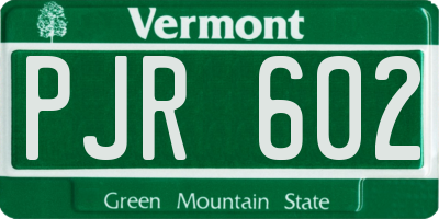 VT license plate PJR602
