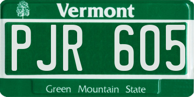 VT license plate PJR605