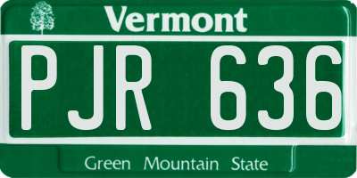 VT license plate PJR636