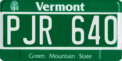VT license plate PJR640