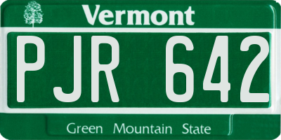 VT license plate PJR642