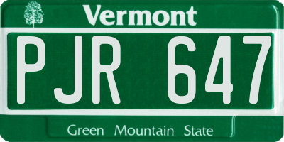 VT license plate PJR647