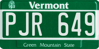 VT license plate PJR649