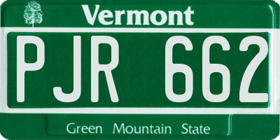 VT license plate PJR662