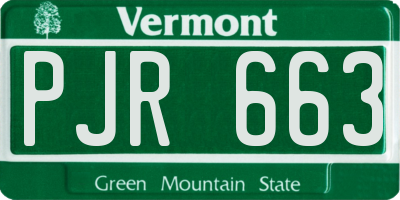 VT license plate PJR663