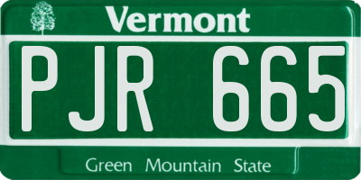 VT license plate PJR665