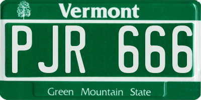 VT license plate PJR666