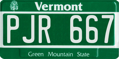 VT license plate PJR667