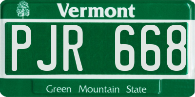 VT license plate PJR668