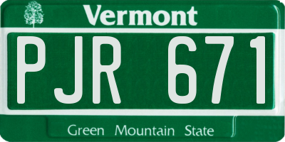VT license plate PJR671
