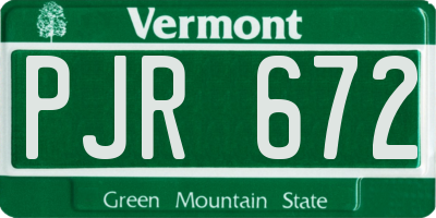 VT license plate PJR672