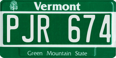 VT license plate PJR674