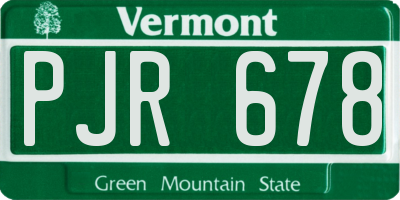 VT license plate PJR678